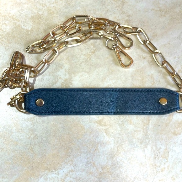 Replacement Strap Chain Crossbody Bag Black Gold Tone Shoulder Purse - Picture 6 of 10